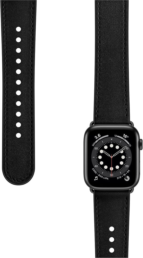 OUHENG Compatible with Apple Watch Band, Genuine Leather Strap for iWatch Ultra 2/1, 49mm/46mm/45mm/44mm/42mm, Black