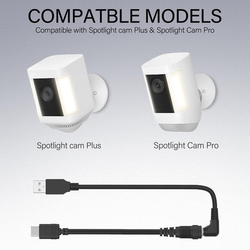 Cordro 13.2FT 3rd Gen/2nd Charger Cable Power Adapter Compatible with Ring Stick Up Cam Battery/Plug-in Gen & Ring Pan
