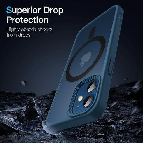 JETech iPhone 12 Mini Case 5.4" - Slim Shockproof MagSafe Compatible Cover with Translucent Matte Back (Blue)