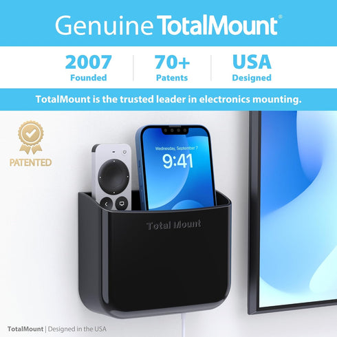 TotalMount 2 3 2) Hole-Free Remote Holders Eliminate Need to Drill Holes in Your Wall (for or Remote Controls Black