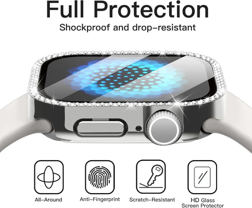 11/10 42mm, 2 Pack JETech Bling Diamond Case with Screen Protector for Apple Watch Series Overall Protective Cover