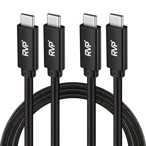 USB C to USB C Cable (2 Pack, 100W, 6FT), Nylon Braided 3.2 Gen 2 Fast Charging Cable - Black