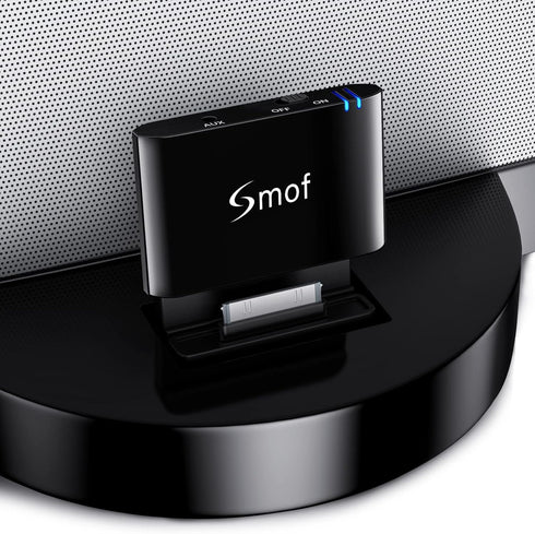 Smof Premium 30 Pin Bluetooth Adapter, Replace iPod/Phone/JBL/Car, Bluetooth Audio Receiver 3.5 mm AUX Output