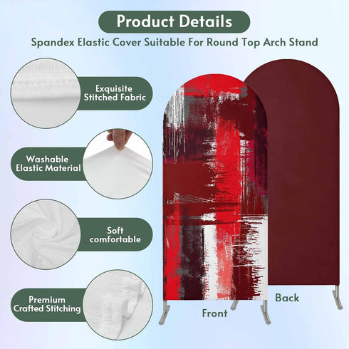 Jnbasdffb 6.6 Red Abstract Wedding Arch Cover, Stretchy Spandex Arch Backdrop Stand Covers FT, Modern Mottled Art Oil