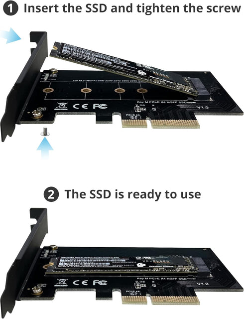 SIIG M.2 NGFF SSD to PCIe 3.0 x4 Card Adapter for 2230, 2242, 2260, 2280 M.2 SSDs (SC-M20014-S1)