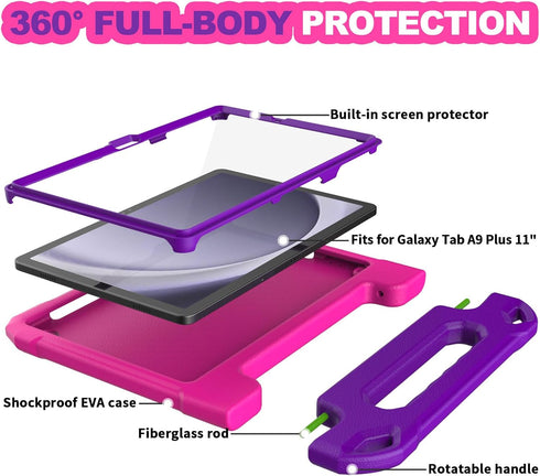 YIHE Kids Case for Samsung Galaxy Tab A9+/A9 Plus 11 Inch 2023, Shockproof Handle Stand with Screen Protector