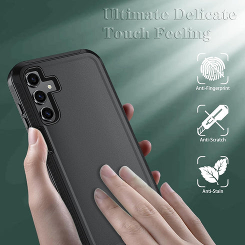 Qinmay Samsung Galaxy A15 5G Case - with HD Screen Protector, Durable Shockproof 3-Layer Cover - Black