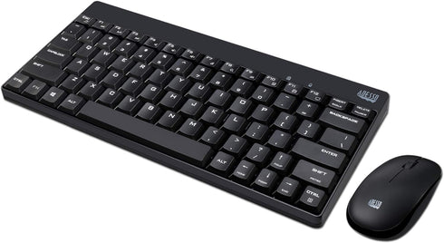 Adesso WKB-1100CB Mini Wireless Spill Resistant Ergonomic Keyboard & Mouse Combo, Black