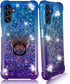 Zase Design Clear Case for Samsung Galaxy A13 5G, Liquid Glitter Sparkle Bling Shockproof with 3D Butterflies Waterfall