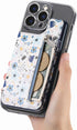 Stick on Wallet for Phone Case, Credit Adhesive Card Holder for Back of Phone Cases, Flip Leather Zipper Flower Wallet