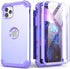 IDweel for iPhone 11 Pro Max Case with Tempered Glass, Hybrid 3 in 1 Shockproof Slim Heavy Duty Protection, Purple