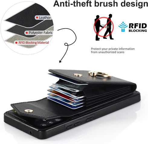 Asuwish Phone Case for Samsung Galaxy A32 5G 2021, Wallet Cover with Tempered Glass Screen Protector, RFID Blocking,
