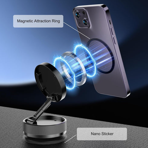 Kimmol 360 Vacuum Suction Magnetic Car Phone Holder, Strong Magnetic Car Phone Holder for MagSafe, Adjustable Car Phone