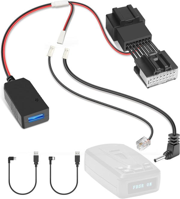 Radar Detector Power Cord Adapter (16Pin Type-A) for Ford F150, Bronco, Mustang with Auto Dimming Mirror
