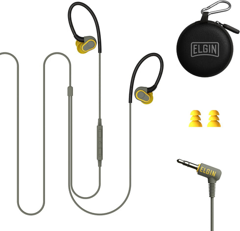 Elgin Rumble Wired Earplug Headphones, In-Ear Earbuds with Mic, 3.5mm Jack, IP67 Waterproof, Noise Isolating
