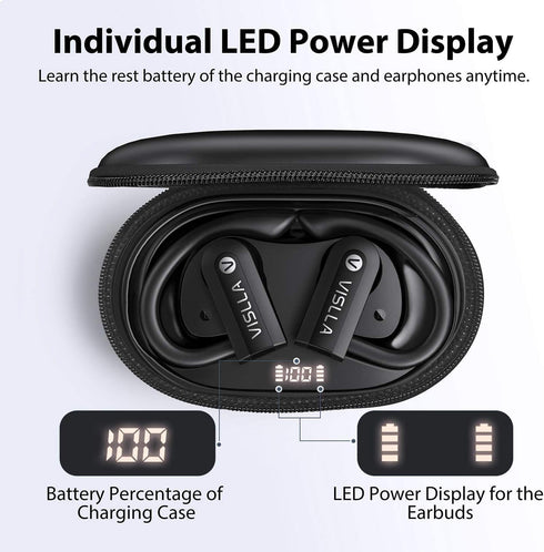 Wireless Earbuds with Microphone, Bluetooth Headphones Over The Ear, 70H Playback Time, Leather Display Case, HiFi