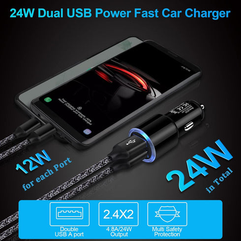 Car Charger Fast Charge, 3Pack 4.8A Rapid Car Phone Charger Cigarette Lighter USB Charger for iPhone 15 14 13 12 11 Pro