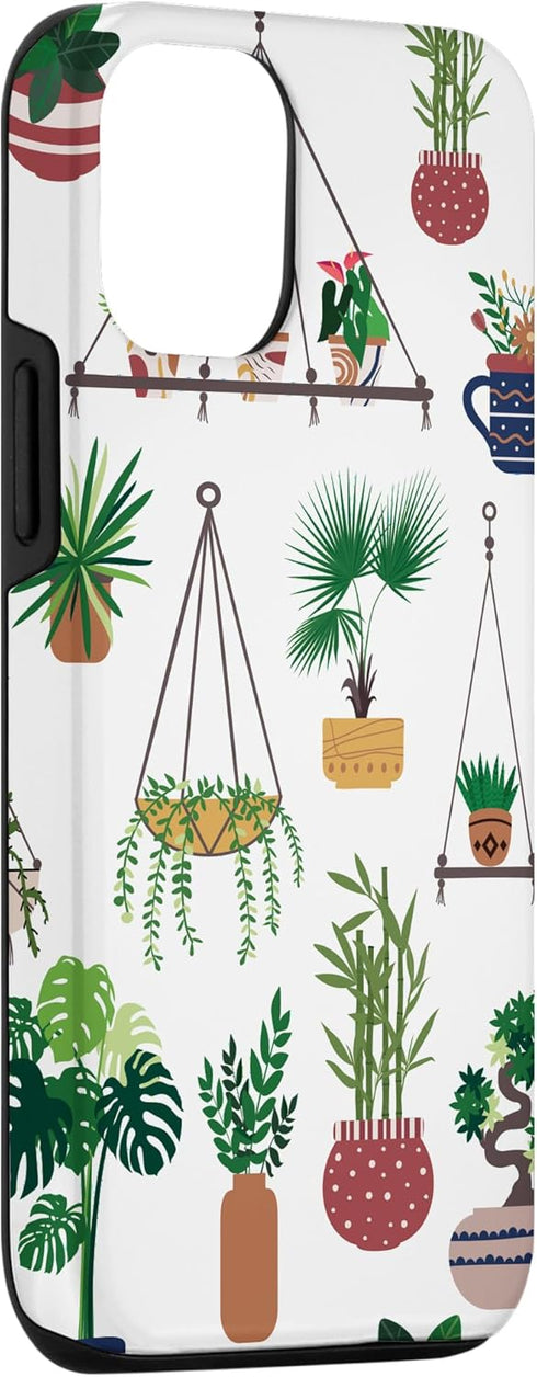 iPhone 12/12 Pro Case with Indoor and Outdoor Plant Illustrations | Boho Nature Art Design