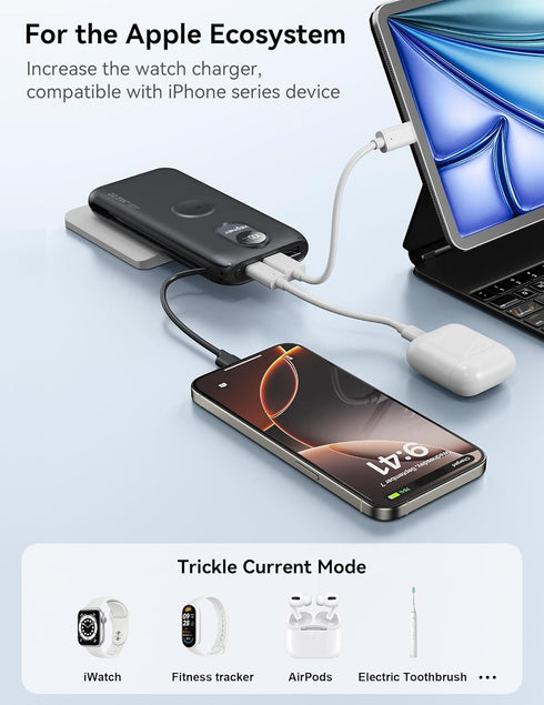 XEGNER 10000mAh 22.5W Pack 17/16, Portable Charger, Power Bank Fast Charging with Wall Plug, Built-in Cables, LED
