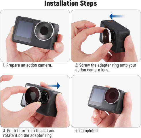 NEEWER ND/CPL Filter Set for DJI Osmo Action 3, HD Optical Glass ND8/PL+ND16/PL+ND32/PL+ND64/PL+CPL, Aluminum Frame, 5