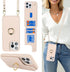 iPhone 15 Pro Case with Card Holder and Strap for Women, Crossbody Lanyard, Stand Ring Kickstand, Cute Wallet 6.1"