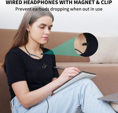 USB Earbuds with Microphone for PC, Wired Headset with Mute, Noise Isolating Gaming Headphones for Laptop HP Dell