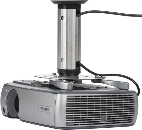 Displays2go Projector Ceiling Mount, 12" Height, Tilt and Rotating, Cable Management (PROJ02SV)