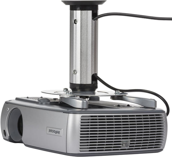 Displays2go Projector Ceiling Mount, 12" Height, Tilt and Rotating, Cable Management (PROJ02SV)