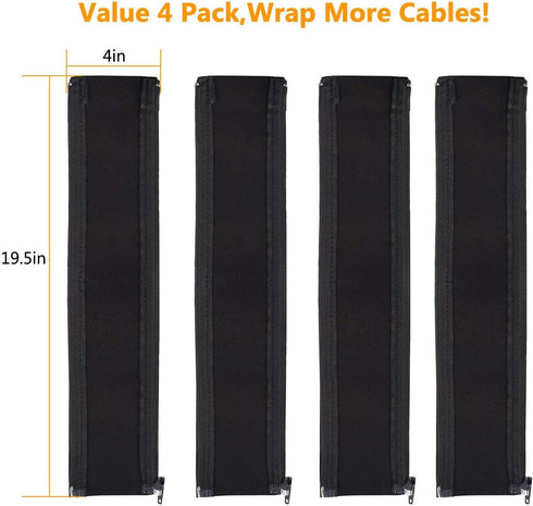 Bestfy Cord Organizer System - 19.5 Inch Cable Management Sleeve with Zipper, 4 Pack