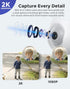Hugolog 2K Wireless Security Cameras, 2.4GHz Indoor/Outdoor with AI Motion Detection, Color Night Vision, 360° Auto