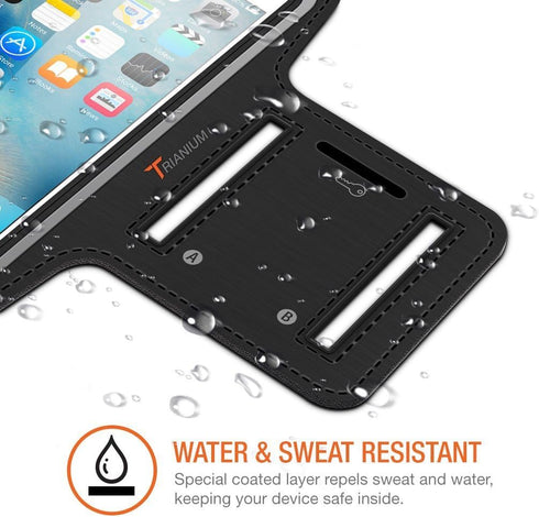 Trianium Armband, Water Resistant Large Cell Phone Armband for iPhone 12 Pro, 12 Mini, Galaxy S20/S10/S10e/S10+