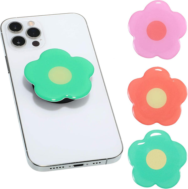 Weewooday 3 Pieces Phone Grip Holder - Daisy Flower Expandable Collapsible Self Adhesive Cute 2D Grip Stand Holders