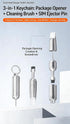 JMBTQ 2PCs 3-in-1 handset Cleaning Brush Mobile Phone Card pin Keychain sim Battery Compartment Multi-Function Cleaning