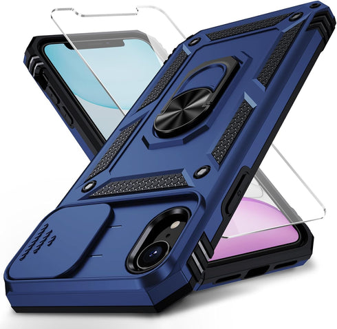 Weycolor iPhone XR Case, Navy Blue with Camera Lens Cover & 10 FT Military Grade Drop Protection