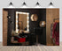 CHNYWORK 7ftx5ft Makeup Room Backdrop Stylish Dressing Table with Large Mirror Black Wall