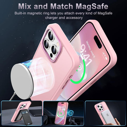 Upgraded Magnetic Slim Translucent Case for iPhone 15 Pro Max, Compatible with MagSafe, Tender Pink