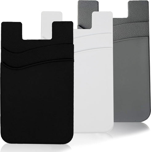 Cell Phone Wallet Card Holder Sleeves, 3 Pack Adhesive Credit ID Cards Pocket Wallets for iPhone Android Phones,
