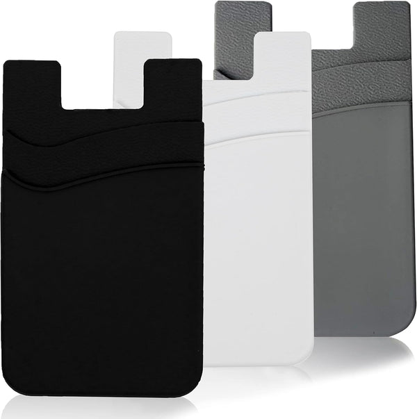 Cell Phone Wallet Card Holder Sleeves, 3 Pack Adhesive Credit ID Cards Pocket Wallets for iPhone Android Phones,