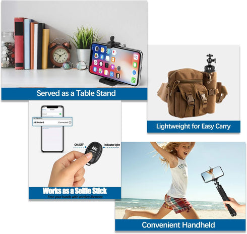Mini Flexible Adjustable Phone Tripod Stand Holder with Remote and Universal Clip for iPhone 15 14 13 12 Pro Max 11
