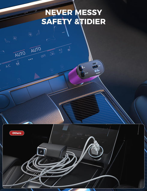 ?Upgraded?SUPERONE 4 in 1 Retractable Car Charger, Fast Car Phone Charger with 2.6ft Cord for iPhone 15/15 Pro