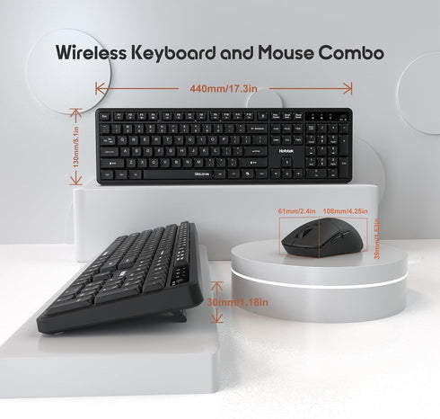 Hofotek 90% Silent Wireless Keyboard and Mouse Combo, Less Noise, Full Size Numpad, Ultra Slim, Quiet & Soft Touch
