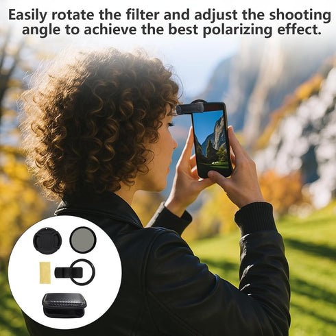 Nouiseuns 52 mm Clip On CPL Phone Camera Lens, Circular Polarizing Filter for Enhanced Mobile Photography, Polarizing