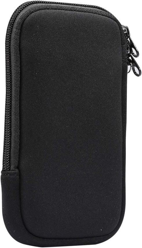 ZORSOME Neoprene Phone Pouch for iPhone 12 mini, SE 2020, 11 Pro, Universal Cell Sleeve with Zipper, Black