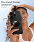 TecRange Magnetic Phone Grip Slim Ring Kickstand Phone Holder for Women, Compatible with iPhone & Android (Black