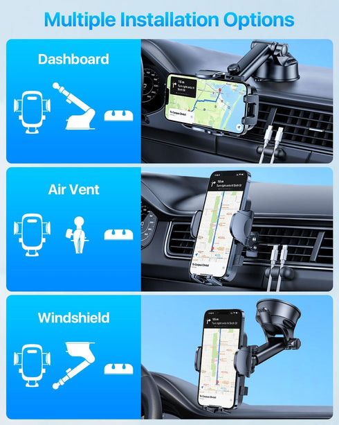 2024 Ultimate Car Phone Mount, 80+LBS Strongest Suction & Military-Grade, Cell Phone Holder Truck Stand for Dashboard