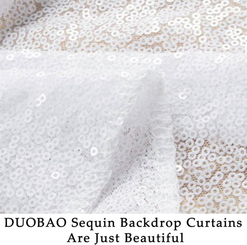 DUOBAO White Sequin Backdrop Curtain - 7x7 Ft Pear White Sequin Curtain for Baby Shower & Wedding Photos