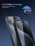 Lamicall 2Pack Screen Protector for iPhone 15 Pro Max - Black Edge, Tempered Glass, Easy Apply, Case Friendly.