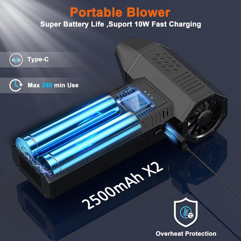 X3 Motor,3 JVSCAM Compressed Air Duster - Electric Air Duster with Brushless Gear Adjustable - Mini Air Blower