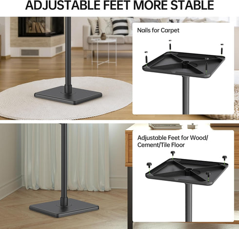 USX MOUNT Universal Speaker Stands, Height Adjustable 30.0" to 39.1" for Satellite & Small Bookshelf Speakers, 1 Pair