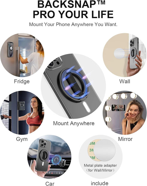 EWA MagOne Ultra Phone Grip Stand with Replaceable Elastic Finger Loop, Removable Magnetic Ring Holder